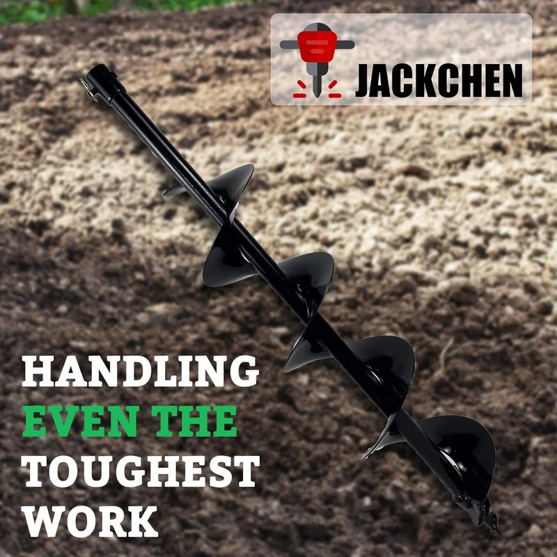 JACKCHEN 6" × 31" Auger Bit for Earth Auger,Digger Post Holes Replacement Earth Digger Planting Drill Bit, Garden Tools Spiral Hole Drill Planter for Bulb Planting, Fence Post, Umbrella Holes - Image 3